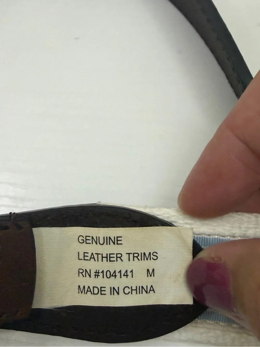 Pink Golf Cart Preppy White Canvas Brown Leather Trim Belt Size Medium